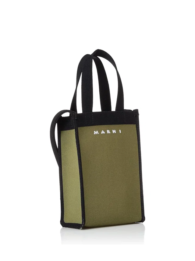 Marni Logo Knit Tote Bag — Green Polyester in Green from HEWI