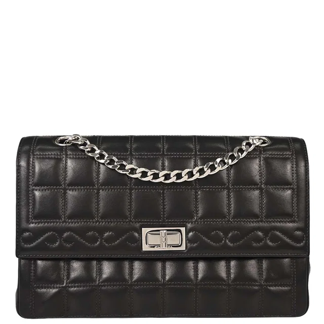 Chanel 2000-2001 Black Lambskin Choco Bar Mademoiselle Lock Shoulder Bag in Black Lambskin from AMORE Vintage Tokyo