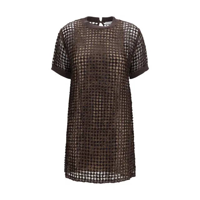 Brunello Cucinelli Brown Silk Cocktail Dress in Brown Silk from HEWI