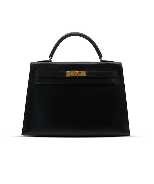 Hermès Kelly 32 Box Black in Black Box leather from Luxury Promise
