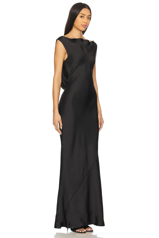 Norma Kamali Sleeveless Low Back Drape Gown in Black, photo 3 of 4 from REVOLVE (Canada)