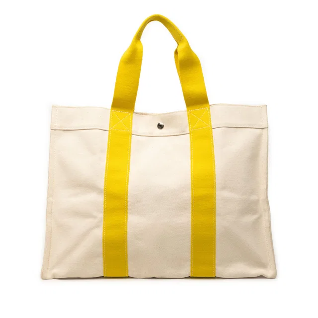 Yellow Hermès Toile Bora Tote GM in Yellow Canvas from Designer Revival