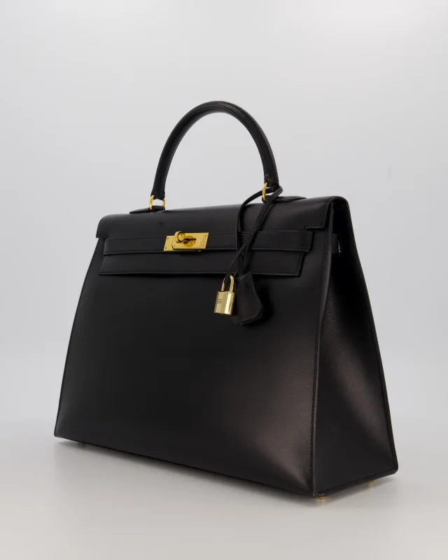 Hermès Vintage Kelly 35 Sellier Bag in Black Box leather from Sellier, photo 11 of 22