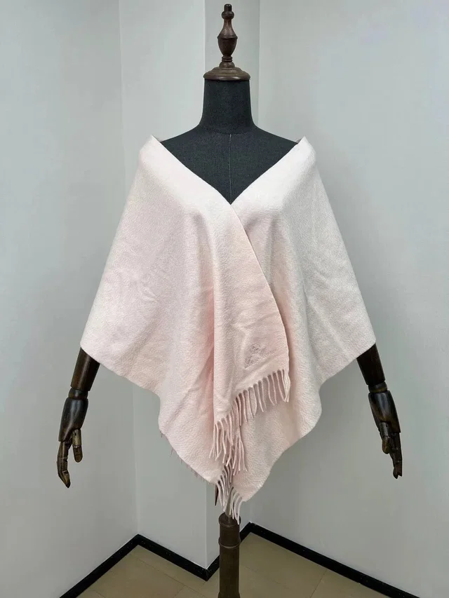 Loro Piana Embroidered Logo Pink Fringe Cashmere Scarf in multicolor Cashmere from Grailed