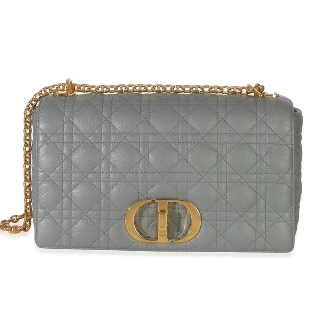 Dior Grey Supple Calfskin Cannage Medium Caro Chain Bag in Grey Calfskin from myGemma