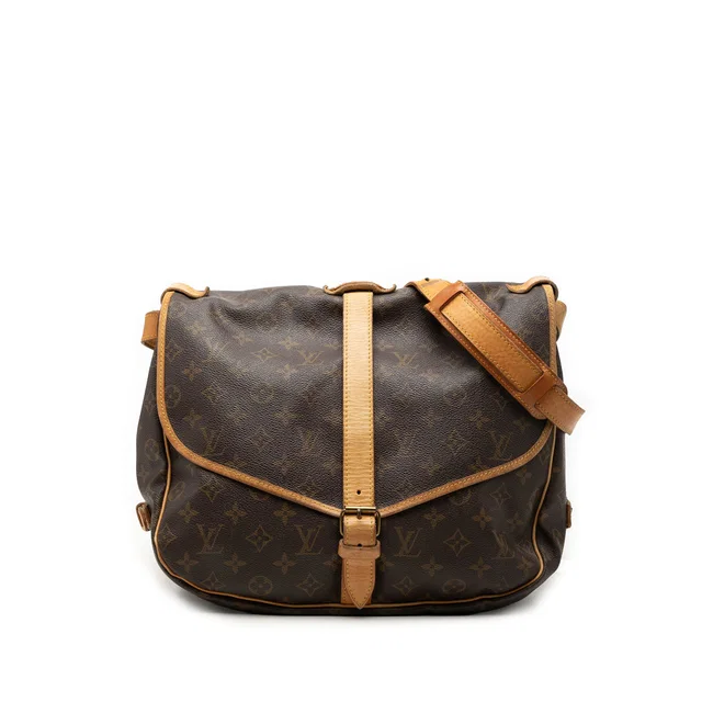 Brown Louis Vuitton Monogram Saumur 35 Crossbody Bag in Brown Coated canvas from Designer Revival