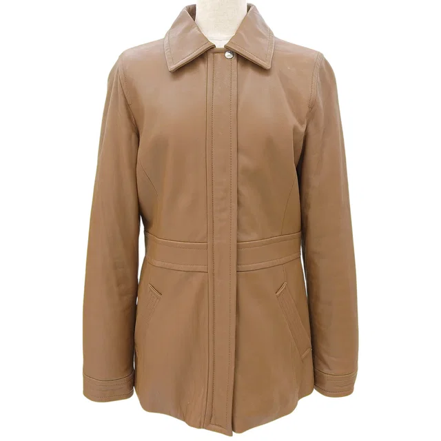 Coach Leather Logo Button Jacket #S Camel in Brown Leather from VINTAGE QOO TOKYO