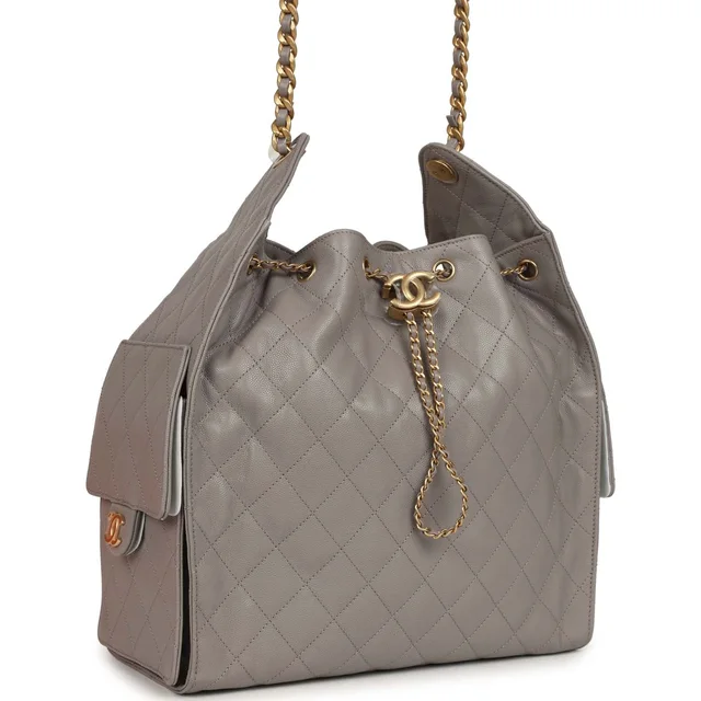 Chanel Medium 25 Hobo Bag Dark Grey Caviar Antique Gold Hardware in Grey Caviar leather from Madison Avenue Couture, photo 2 of 10