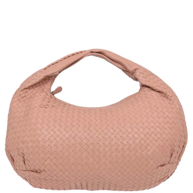 Bottega Veneta Pink Beige Lambskin Intrecciato Hobo Handbag in Beige Lambskin from AMORE Vintage Tokyo
