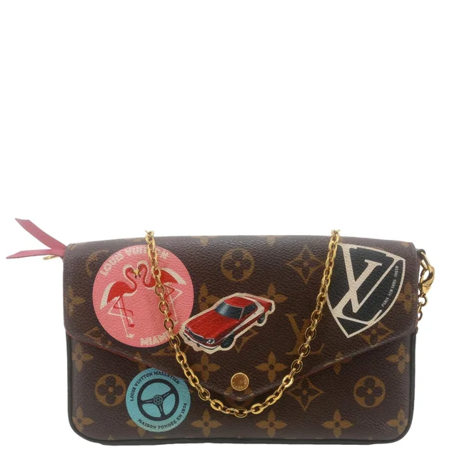 Louis Vuitton Felicie Pochette World Tour Monogram Canvas Crossbody Bag Brown in Brown Coated canvas from Dallas Designer Handbags