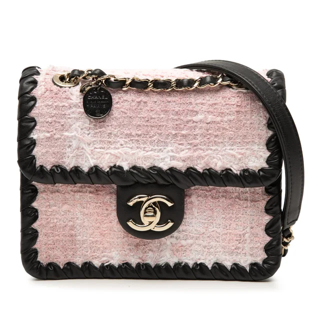 Pink Chanel Mini Calfskin Braided Quilted Tweed My Own Frame Flap Crossbody Bag in Pink Calfskin from Designer Revival, photo 1 of 1