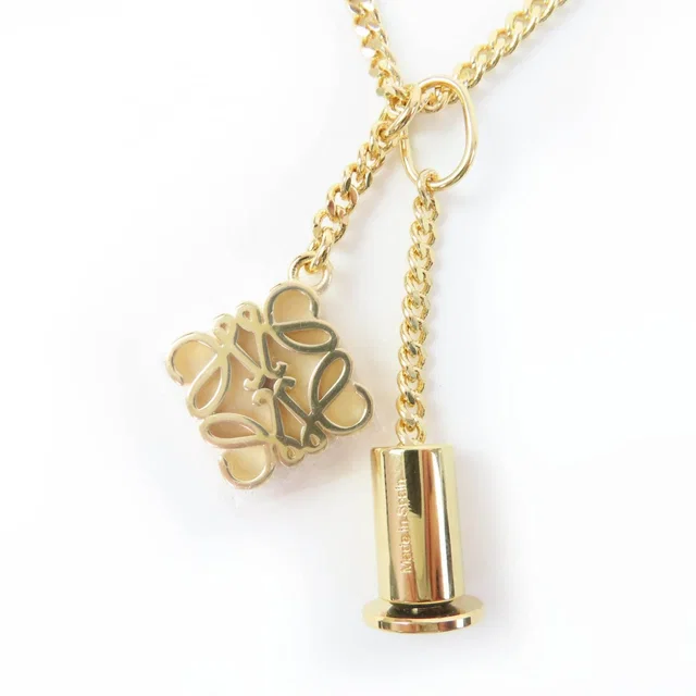 Loewe Anagram Cube Chain Necklace Pendant Gold in Gold from The Reluxe