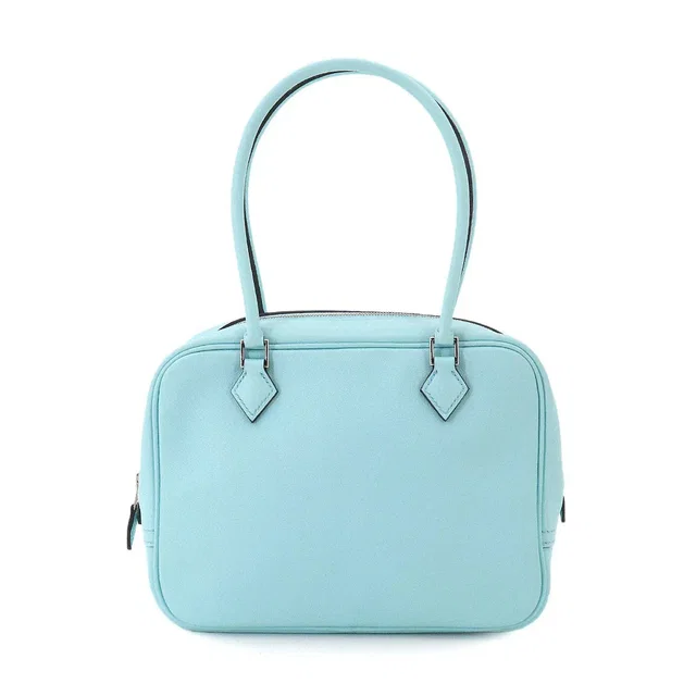 Hermès Mini Plume 20 Hand Bag Veau Swift Bleu Zephyr Purse in Blue Swift leather from Luxury Promise