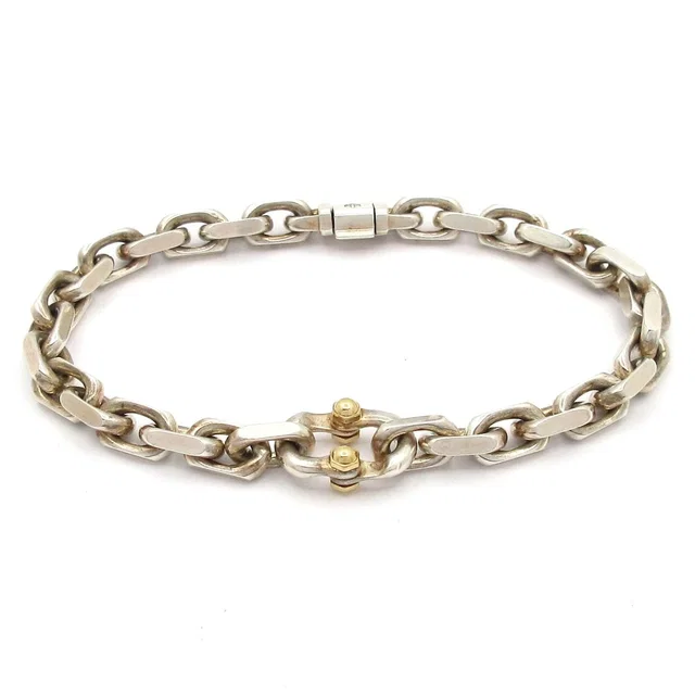 Tiffany & Co. Bracelet Makers Narrow Chain Silver 18k Yellow Gold in Yellow from The Reluxe