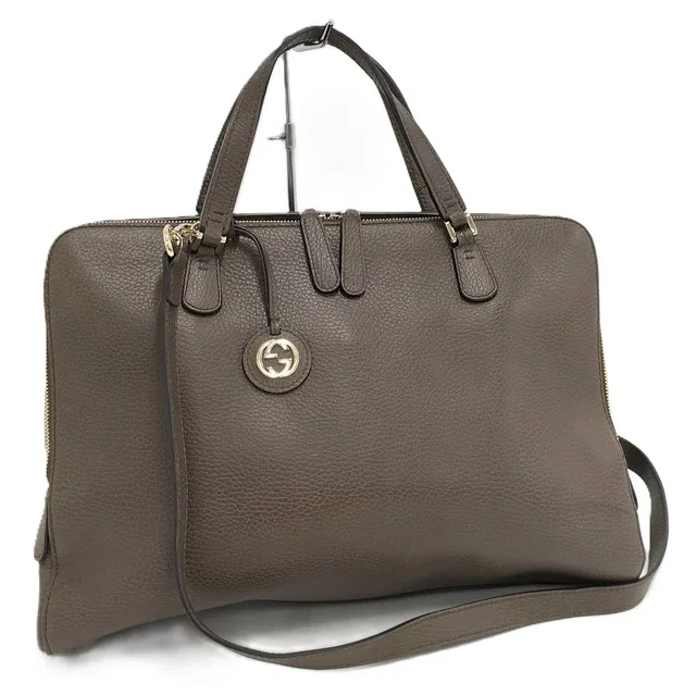 Gucci 2-Way Bag Leather Brown in Brown Leather from The Reluxe
