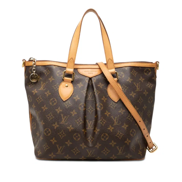Brown Louis Vuitton Monogram Palermo PM Satchel in Brown Coated canvas from Designer Revival