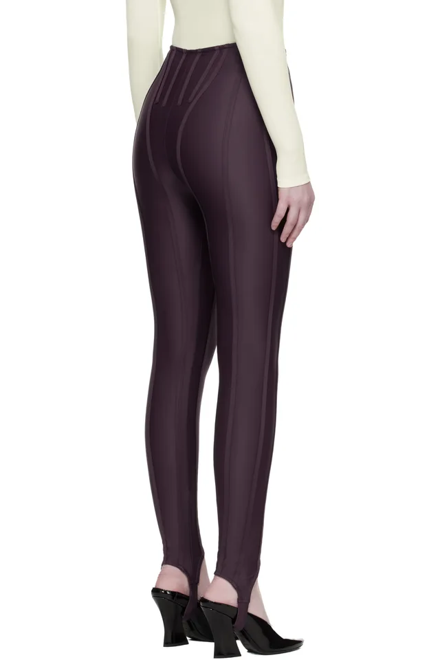 Mugler Burgundy Corseted Leggings, photo 3 of 4 from SSENSE