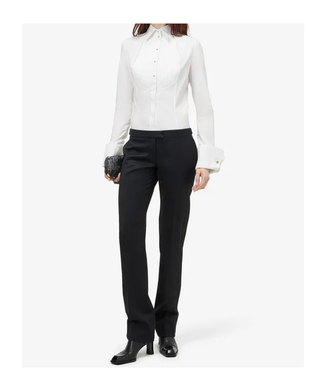 Alexander McQueen Women's Tuxedo Striped Shirt in Optical White, photo 2 of 5 from SENSER