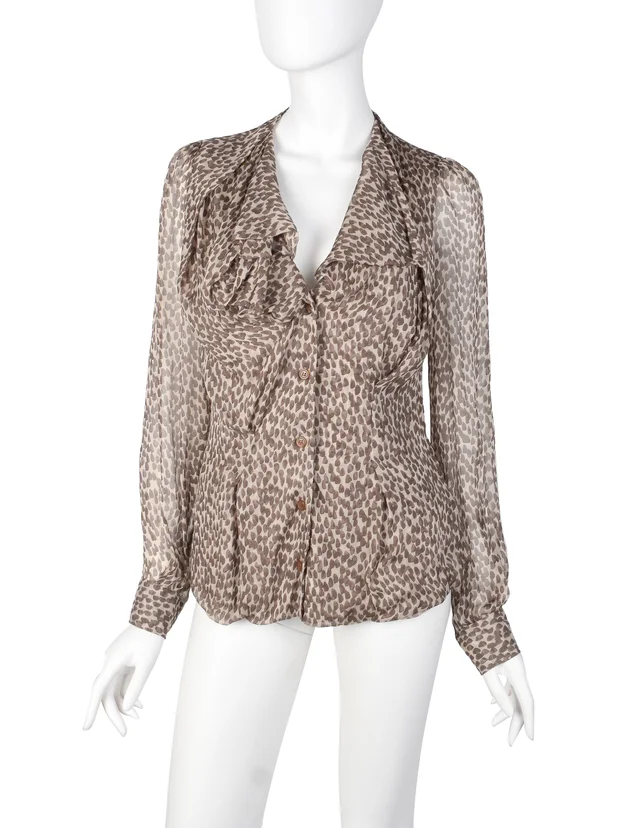 Vivienne Westwood FW 2011 Brushstroke Print Draping Silk Chiffon Top in Silk from Amarcord Vintage Fashion