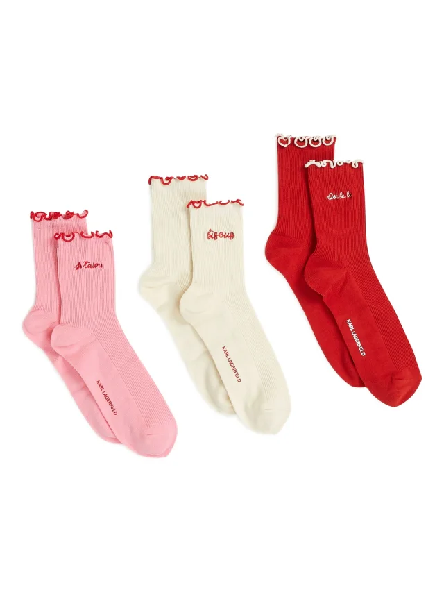 Karl Lagerfeld love-note socks (pack of three), photo 2 of 2 from FARFETCH
