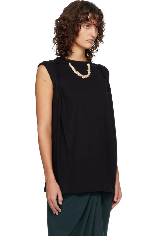 Dries Van Noten Black Loose Sleeveless T-shirt, photo 2 of 4 from SSENSE