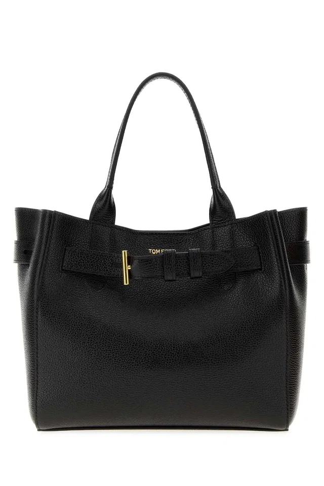 Tom Ford Bow-Embellished Leather Shoulder Bag — Black in Black Leather from HEWI