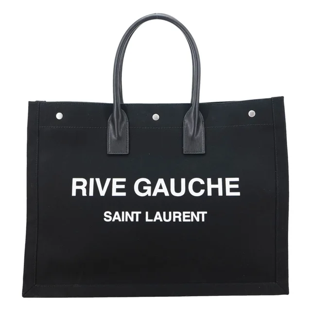 Saint Laurent Rive Gauche Leather Tote Bag Black in Black Leather from Dallas Designer Handbags