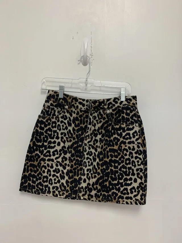 GANNI Women's Leopard Print Denim Skirt Size 36 in brown|neutral Denim from Poshmark