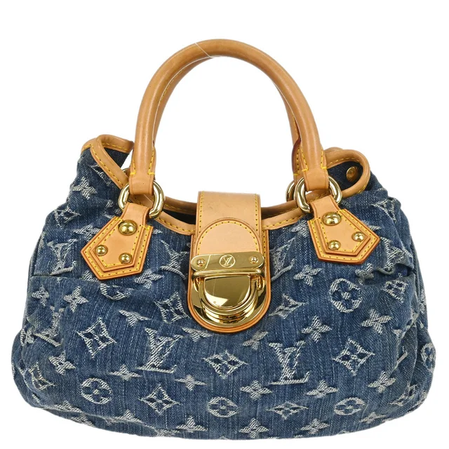 Louis Vuitton 2005 Blue Monogram Denim Pleaty Handbag M95020 in Blue Denim from AMORE Vintage Tokyo