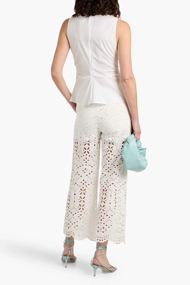 Veronica Beard Kemper Broderie Anglaise Cotton Wide-Leg Pants, photo 3 of 4 from THE OUTNET