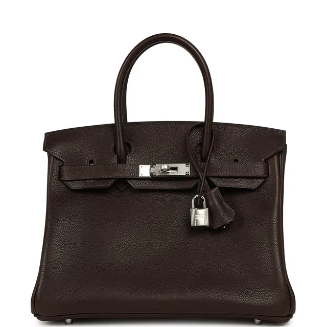 Hermès Birkin 30 Ebene Barenia Faubourg Palladium Hardware in Brown Calfskin from Madison Avenue Couture