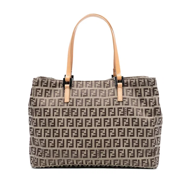 Brown Fendi Zucchino Canvas Tote in Brown Canvas from Designer Revival