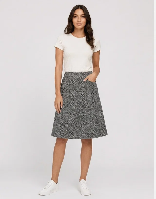 REDValentino Gray A-Line Knee Length Lined Skirt Women Size 44 in black|gray Tweed from Poshmark