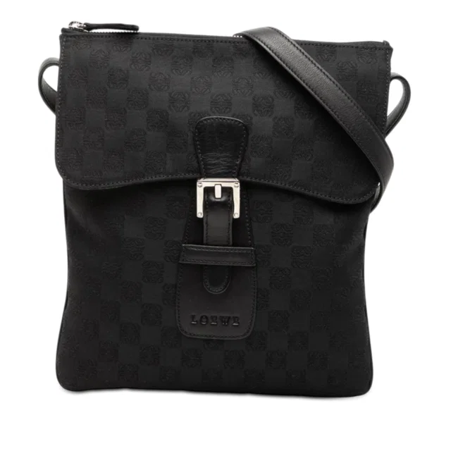Black LOEWE Anagram Canvas Crossbody in Black Canvas from Designer Revival