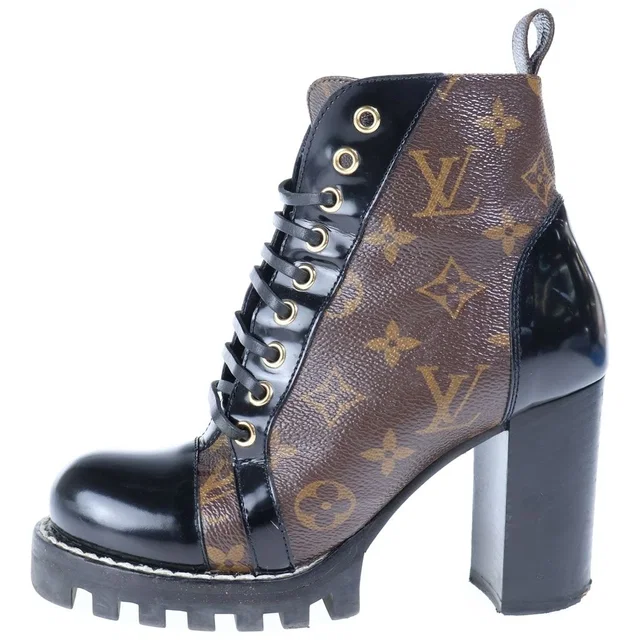 Louis Vuitton Star Trail Ankle Boots Patent Monogram Canvas Plain Brown in Brown Patent leather from The Reluxe