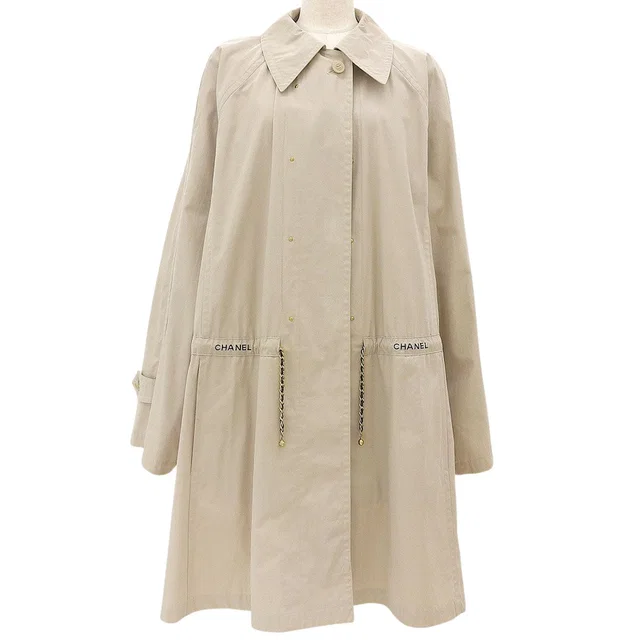 Chanel CC mark button chain waist mark coat #38 light beige in Beige from VINTAGE QOO TOKYO