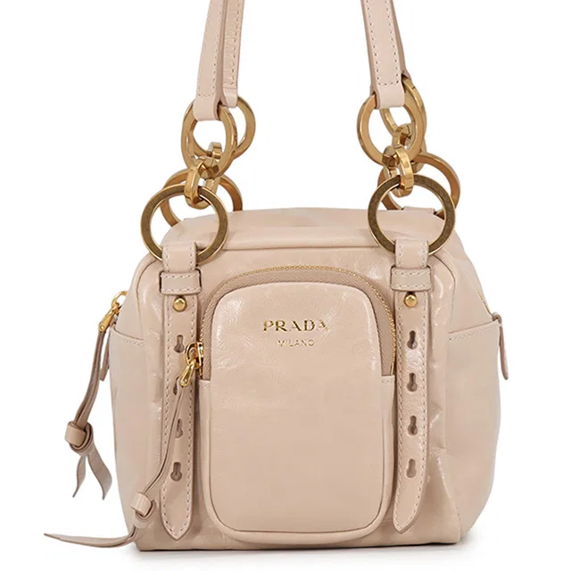 Prada Dangle Top Handle Handbag Beige1BB137_2CYR_F0236_V_OOO Leather Size Mini in Leather from GALLERY RARE