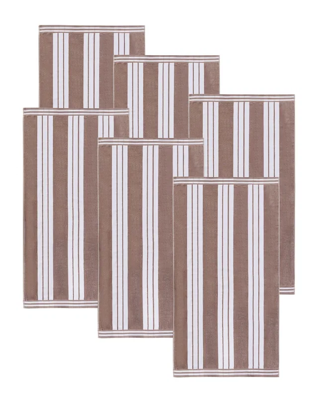 Superior Set of 6 Cabana Stripe Oversized Cotton Beach Towels, image 1 of 1 from Rue La La