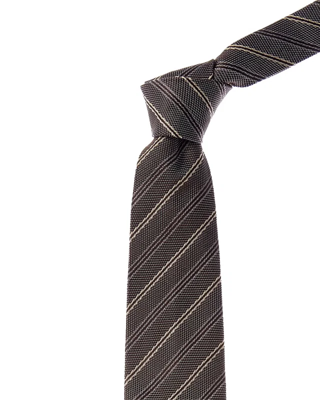 Brunello Cucinelli Grey Stripe Silk Tie, image 1 of 1 from Gilt