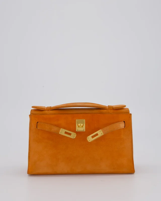 Hermès Vintage Mini Kelly Pochette Bag in Orange Calfskin from Sellier, photo 3 of 23