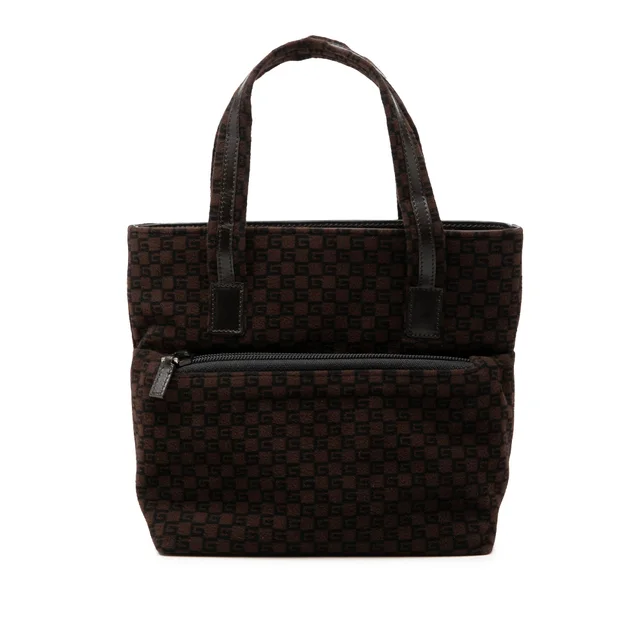 Brown Gucci Jacquard Square G Tote in Brown from Designer Revival