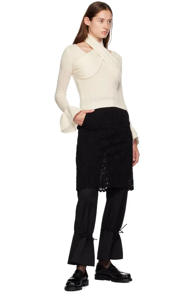 Rokh Off-White Cross Knitted Sweater, photo 4 of 4 from SSENSE