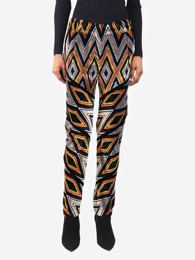 Proenza Schouler Multicolour geometric velvour trousers - size UK 8 in Silk from Sign of the Times