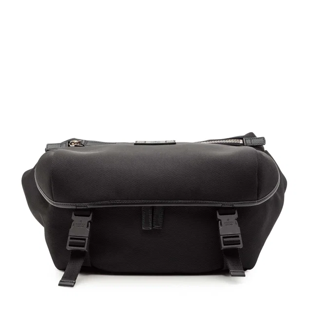Black Gucci Canvas Techno Web Belt Bag in Black Canvas from Designer Revival