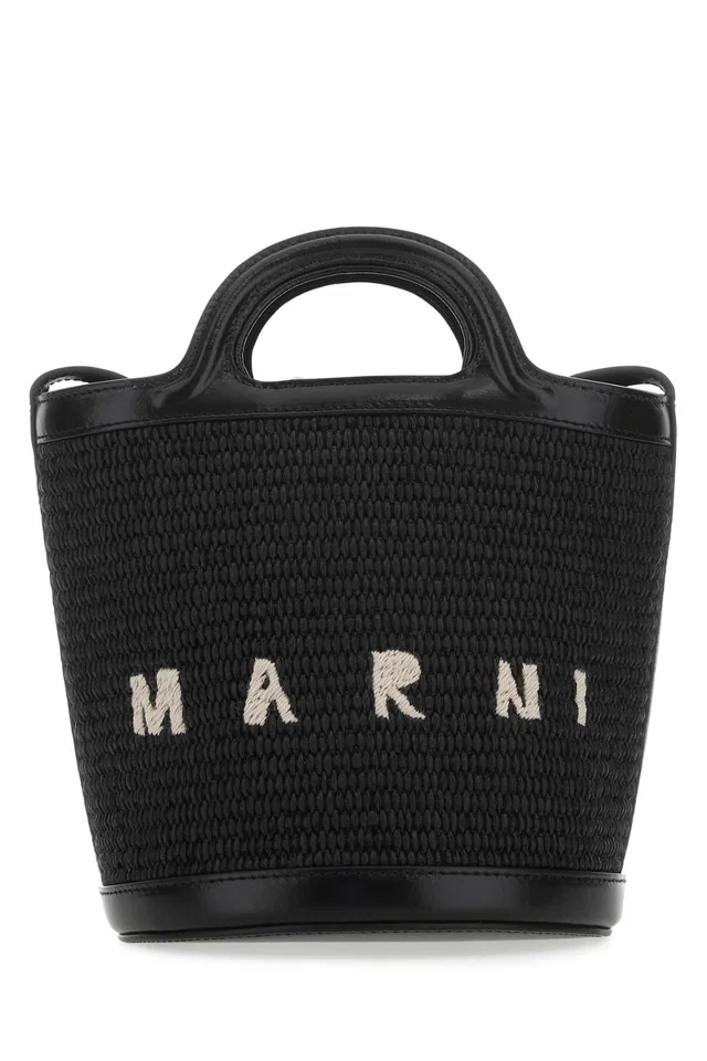 Marni Tropicalia Bucket Bag — Black in Black Woven leather from HEWI