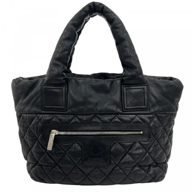 Chanel Handbag Coco Cocoon Leather Black Silver in Black Leather from The Reluxe