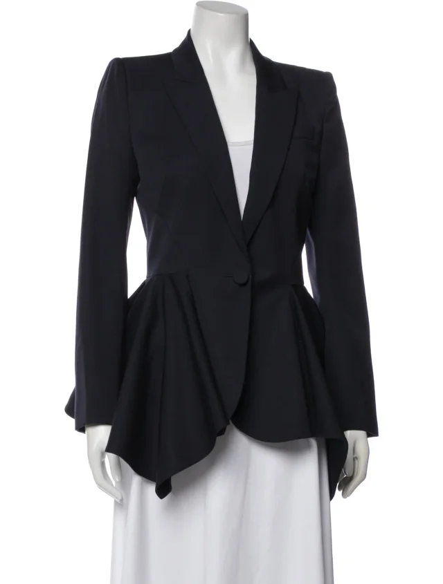 Alexander McQueen Virgin Wool Blazer in blue Wool from The RealReal