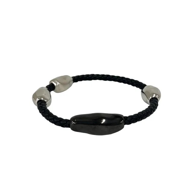 Hermès Silver Leather Charm Bracelet in black Leather from Poshmark