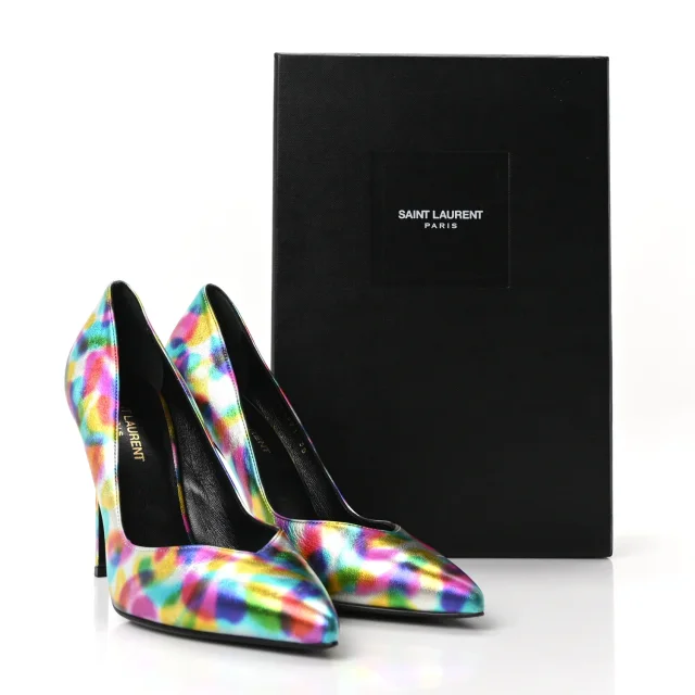 Saint Laurent Metallic Calfskin Pumps 38 Silver Multicolor in Silver Calfskin from FASHIONPHILE, photo 9 of 9