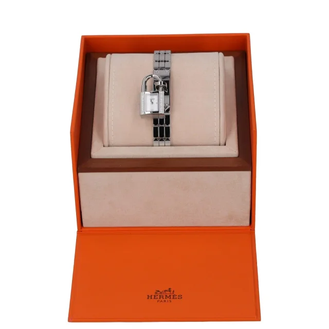 Hermès Kelly Watch, Mini model, 16 mm & Kelly Watch Clochette Lanyard Necklace in Box leather from HEWI, photo 26 of 29